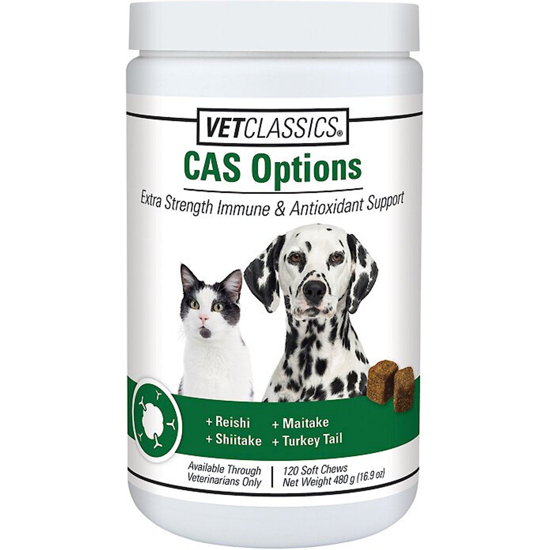 VetClassics CAS Options Extra Strength Immune & Antioxidant Support Dog & Cat Supplement, 120 count