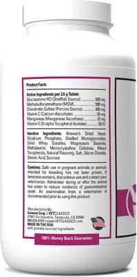 Show full view: VetClassics GCM Plus Hip & Joint Support Chewable Tablets Dog Supplement, 120 count slide 4 of 9