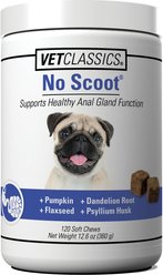 VetClassics No Scoot Anal Gland Function Support Soft Chews Dog Supplement, 120 count