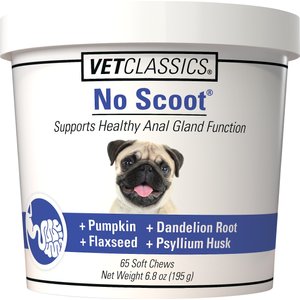 VetClassics No Scoot Anal Gland Function Support Soft Chews Dog Supplement, 65 count