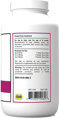 Show full view: VetClassics Pain Plus Extra Strength Chewable Tablets Dog Supplement, 120 count slide 3 of 10