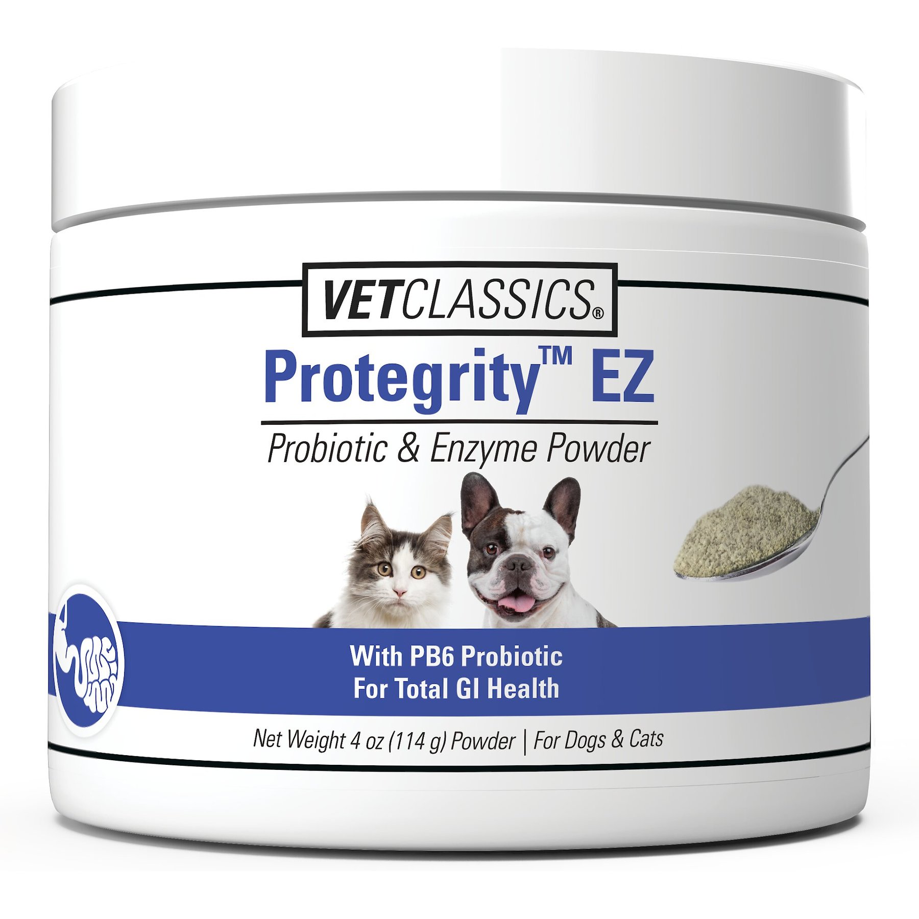 VetClassics Protegrity EZ Probiotic & Enzyme Powder Dog & Cat Supplement, 4-oz bottle