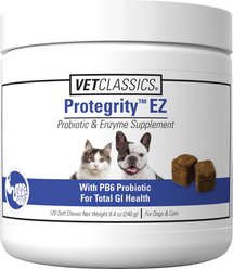 VetClassics Protegrity EZ Probiotic & Enzyme Soft Chews Dog & Cat Supplement, 120 count