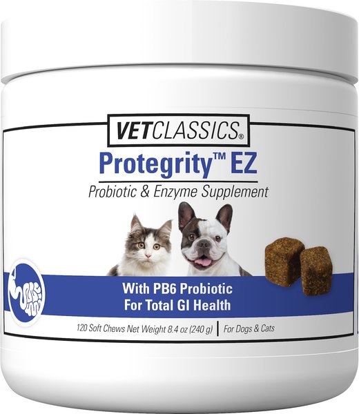 VetClassics Protegrity EZ Probiotic & Enzyme Soft Chews Dog & Cat Supplement, 120 count