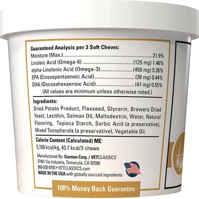 Show full view: VetClassics Salmon Oil Soft Chews Dog & Cat Supplement, 90 count slide 4 of 10