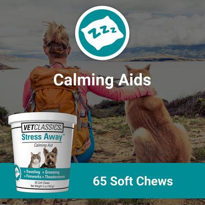 Show full view: VetClassics Stress Away Calming Aid Soft Chews Dog & Cat Supplement, 65 count slide 5 of 10
