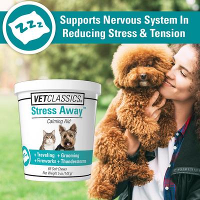 Show full view: VetClassics Stress Away Calming Aid Soft Chews Dog & Cat Supplement, 65 count slide 6 of 10