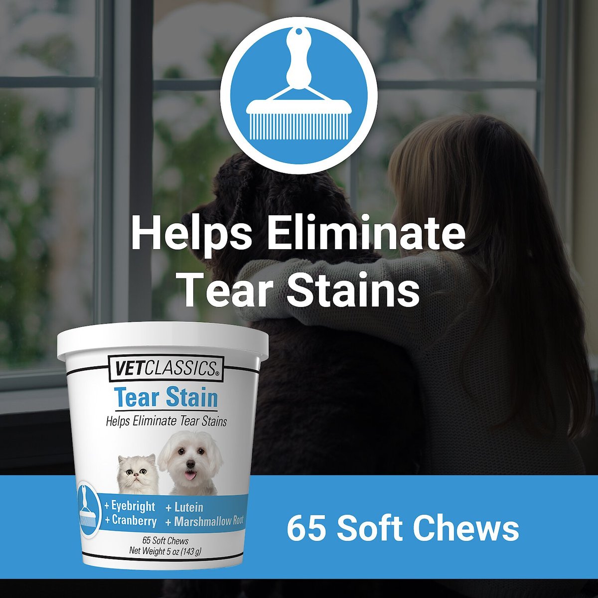 VetClassics Tear Stain Soft Chews Dog & Cat Supplement, 65 count