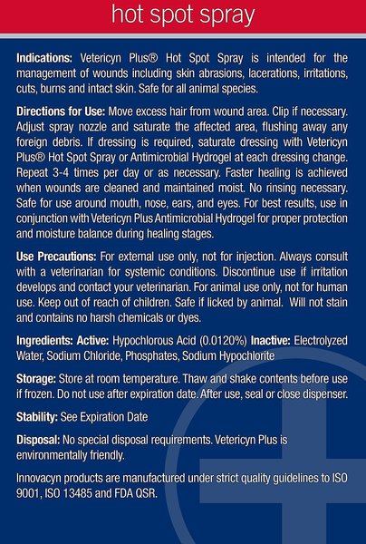 Show full view: Vetericyn Plus Antimicrobial Hot Spot Spray for Dogs, Cats & Small Pets, 8-fl oz bottle slide 6 of 11