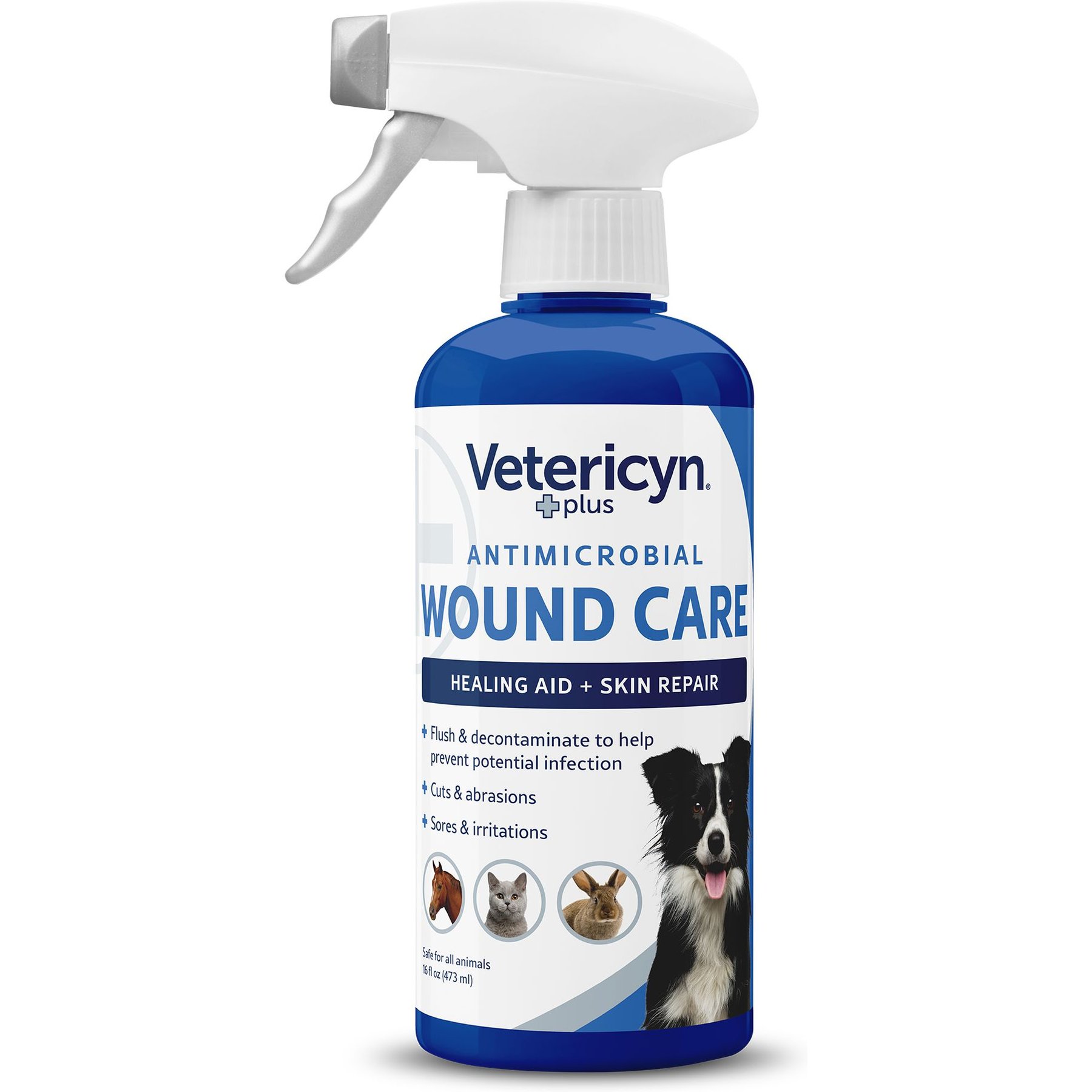 Vetericyn Plus Antimicrobial Wound Care Spray for Dogs, Cats, Horses, Birds & Small Pets, 16-fl oz bottle