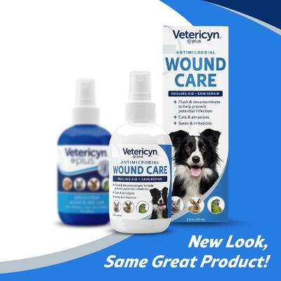 Show full view: Vetericyn Plus Antimicrobial Wound Care Spray for Dogs, Cats, Horses, Birds & Small Pets, 3-fl oz bottle slide 3 of 9