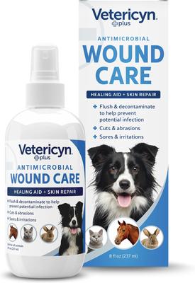 Show full view: Vetericyn Plus Antimicrobial Wound Care Spray for Dogs, Cats, Horses, Birds & Small Pets, 8-fl oz bottle slide 1 of 7