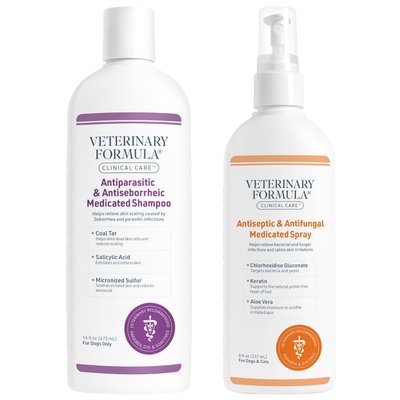Veterinary Formula Clinical Care Veterinary Formula Clinical Care Antiparasitic & Antiseborrheic Dog Shampoo, 16-oz bottle + Antiseptic & Antifungal Spray, 8-oz spray