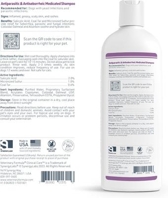 Show full view: Veterinary Formula Clinical Care Antiparasitic & Antiseborrheic Dog Shampoo, 16-oz bottle + Antiseptic & Antifungal Spray, 8-oz spray slide 3 of 10
