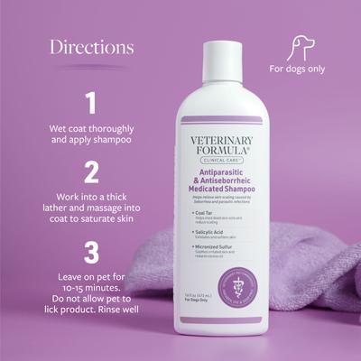 Show full view: Veterinary Formula Clinical Care Antiparasitic & Antiseborrheic Medicated Shampoo, 16-fl oz bottle slide 7 of 11