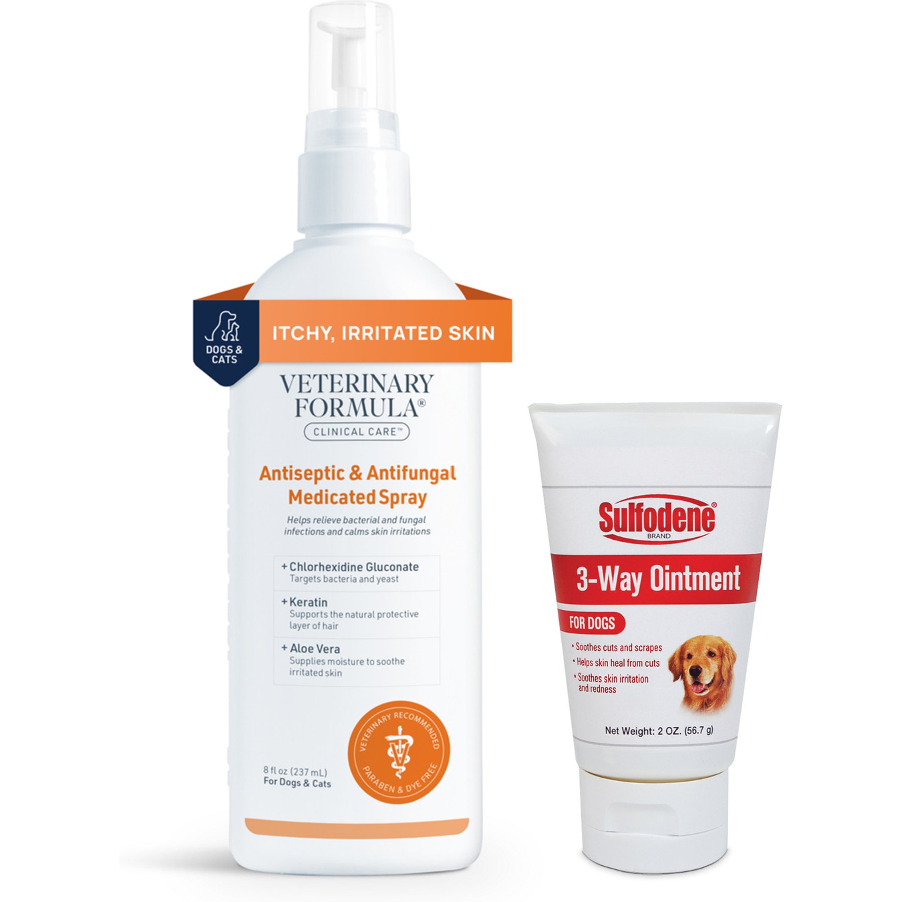 Veterinary Formula Clinical Care Antiseptic & Antifungal Spray, 8-oz spray + Sulfodene 3-Way Ointment for Dogs, 2-oz