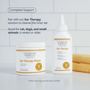 Veterinary Formula Clinical Care Ear Therapy Dog & Cat Ear Wipes, 100 count