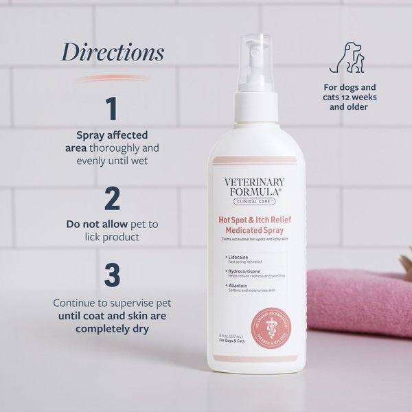 Show full view: Veterinary Formula Clinical Care Hot Spot & Itch Relief Medicated Spray, 8-fl oz spray slide 5 of 10