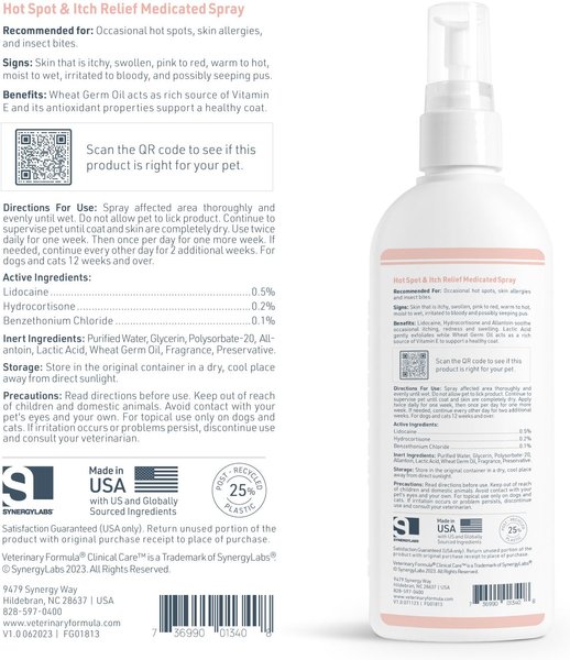 Show full view: Veterinary Formula Clinical Care Hot Spot & Itch Relief Medicated Spray, 8-fl oz spray slide 7 of 10