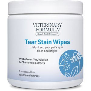 Veterinary Formula Smart Coat Complex Fragrance-Free Dog & Cat Tear Stain Eye Wipes, 100 count