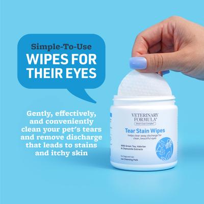 Show full view: Veterinary Formula Smart Coat Complex Fragrance-Free Dog & Cat Tear Stain Eye Wipes, 100 count slide 2 of 8