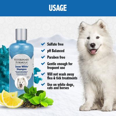 Show full view: Veterinary Formula Smart Coat Complex Snow White Whitening Shampoo for Dogs & Cats, 17-fl oz bottle slide 3 of 8