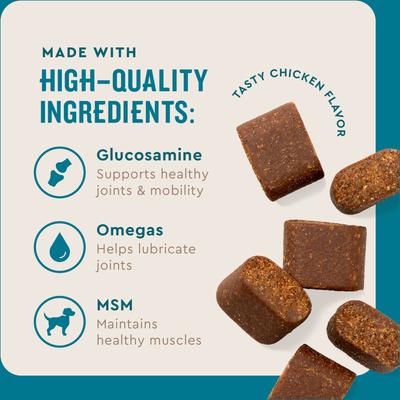 Show full view: VetIQ Advanced Hip & Joint Chicken Flavored Soft Chews Dog Supplement, 60 count bag slide 6 of 11