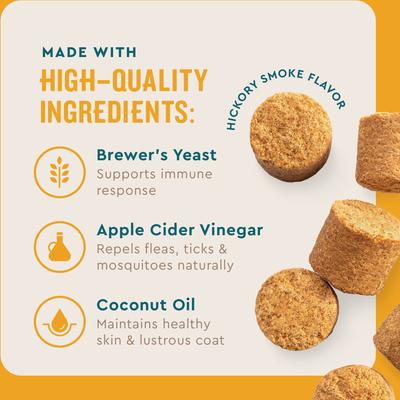 Show full view: VetIQ Hickory Smoke Flavored Soft Chews Flea & Tick Support for Dogs, 9.5-oz, 60 count slide 5 of 10