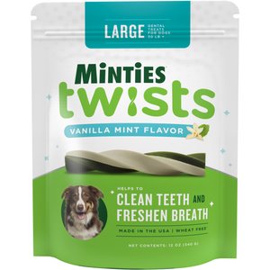 VetIQ Minties Twists Large Vanilla Mint Dental Dog Treats, 12-oz bag, count varies
