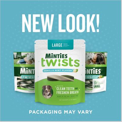 Show full view: VetIQ Minties Twists Large Vanilla Mint Dental Dog Treats, 24-oz bag, count varies slide 4 of 10