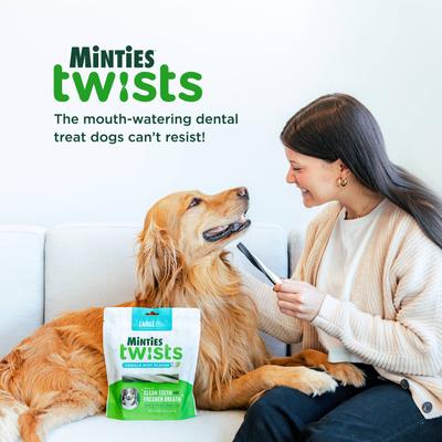 Show full view: VetIQ Minties Twists Large Vanilla Mint Dental Dog Treats, 24-oz bag, count varies slide 5 of 10