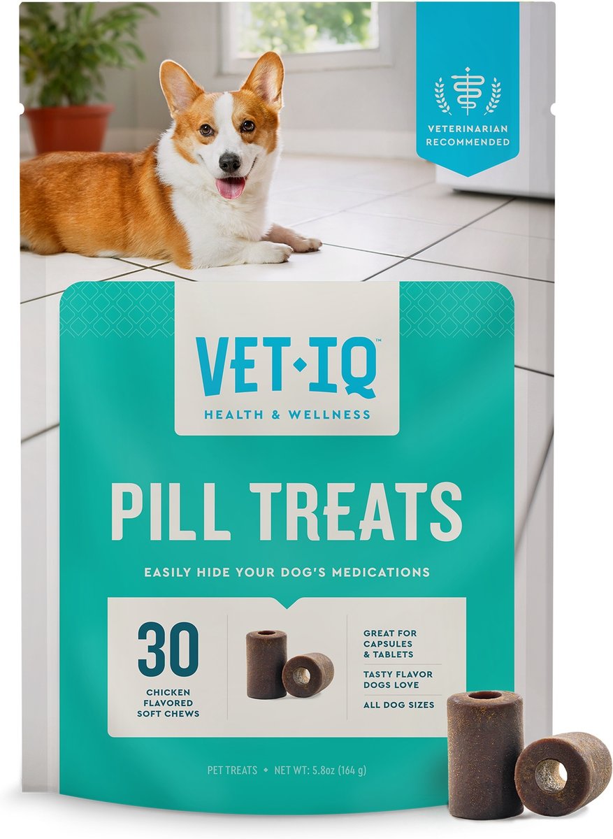 VetIQ Pill Treats Advanced Formula Soft Chews Chicken Flavored Dog Treats, 30 count