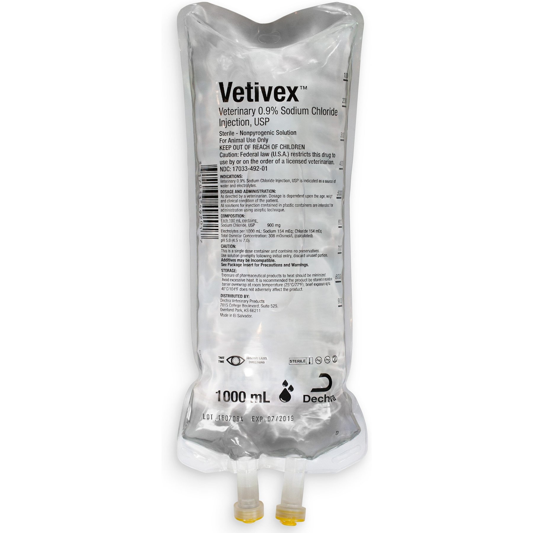Vetivex Sodium Chloride Injection Solution 0.9%, 1000-mL, bundle of 2