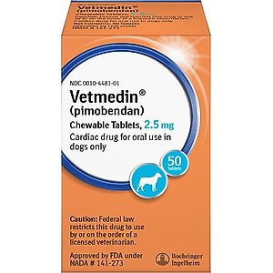 Vetmedin (pimobendan) Chewable Tablets for Dogs, 50 tablets, 2.5-mg