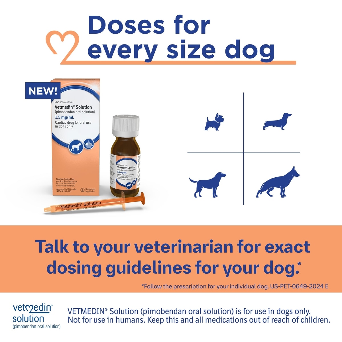 VETMEDIN (pimobendan) Solution for Dogs, mg/mL, 50 mL Easy