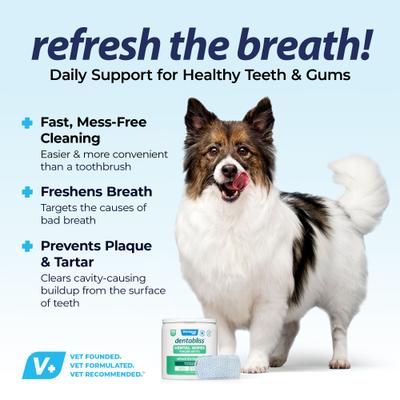 Show full view: Vetnique Labs Dentabliss Finger Mitt Teeth Cleaning Peppermint Flavor Dog Dental Wipes, 50 count slide 6 of 11