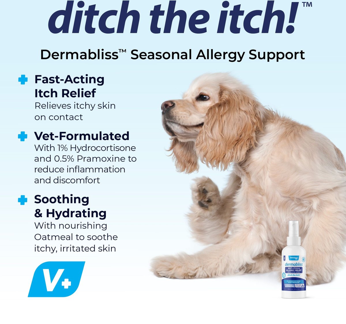 Vetnique Labs Dermabliss Anti-Itch & Allergy Relief Hydrocortisone Fragrance-Free Dog & Cat Skin Spray