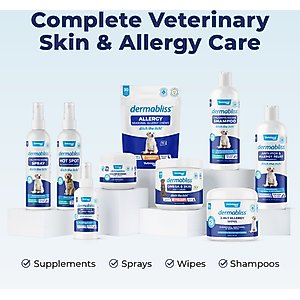 Vetnique Labs Dermabliss Medicated Face, Wrinkle & Skin Fold Chlorhexidine Cat & Dog Grooming Wipes, 60 count