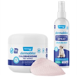 Vetnique Labs Dermabliss Medicated Hot Spot & Skin Fold Wipes, 50 count + Ketoconazole Dog & Cat Spray, 8-oz bottle