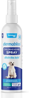 Show full view: Vetnique Labs Dermabliss Medicated Hot Spot & Skin Fold Wipes, 50 count + Ketoconazole Dog & Cat Spray, 8-oz bottle slide 2 of 10