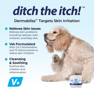 Show full view: Vetnique Labs Dermabliss Medicated Hot Spot & Skin Fold Wipes, 50 count + Ketoconazole Dog & Cat Spray, 8-oz bottle slide 8 of 10