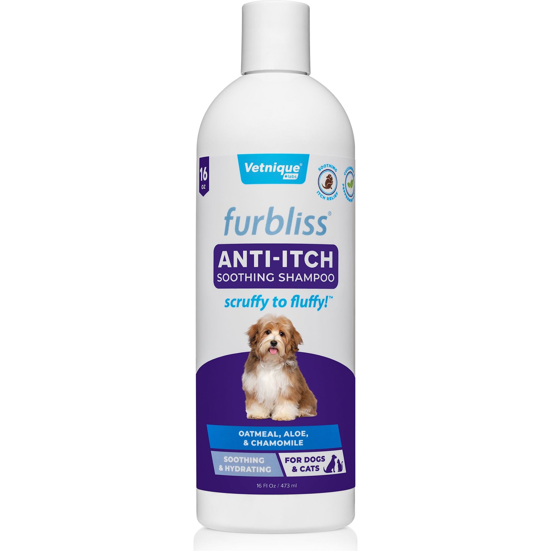 Vetnique Labs Furbliss Anti-Itch Soothing Oatmeal Shampoo for Dogs & Cats, 16-fl oz bottle