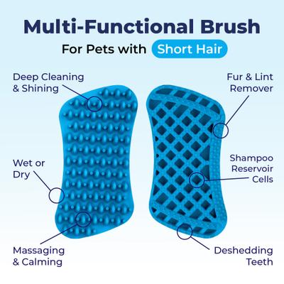Show full view: Vetnique Labs Furbliss Grooming, Deshedding, Massaging & Bathing Dog & Cat Brush, Blue Short Hair slide 4 of 12