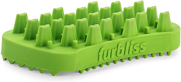 Show full view: Vetnique Labs Furbliss Grooming, Deshedding, Massaging & Bathing Dog & Cat Brush, Green Long Hair slide 1 of 11