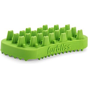 Vetnique Labs Furbliss Grooming, Deshedding, Massaging & Bathing Dog & Cat Brush, Green Long Hair