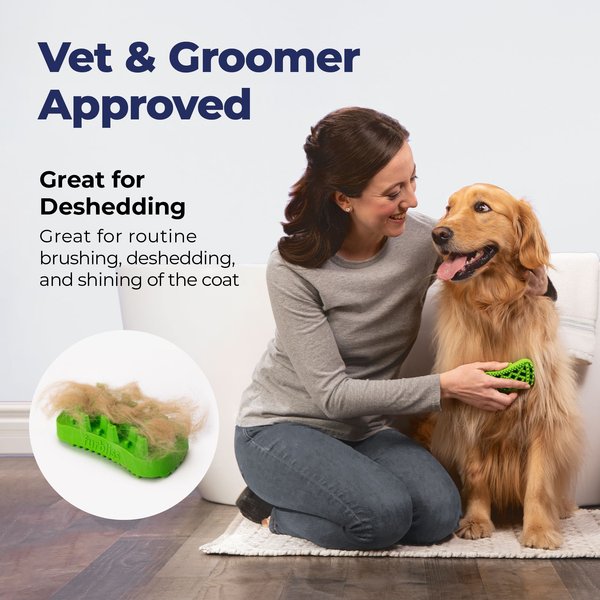 Show full view: Vetnique Labs Furbliss Grooming, Deshedding, Massaging & Bathing Dog & Cat Brush, Green Long Hair slide 5 of 11