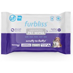 Vetnique Labs Furbliss Unscented Cleansing & Deodorizing Hypoallergenic Paw & Body Dog & Cat Wipes, 100 count
