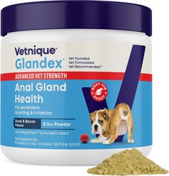 Vetnique Labs Glandex Advanced Vet Duck & Bacon Flavor Strength Anal Gland Powder Supplement for Dogs, 8.5-oz jar