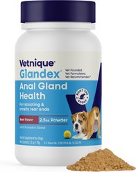 Vetnique Labs Glandex Anal Gland Support Supplement Powder with Beef Liver Flavor for Dogs, 2.5-oz bottle