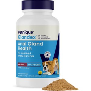 Vetnique Labs Glandex Anal Gland Support Supplement Powder with Beef Liver Flavor for Dogs, 4.0-oz bottle